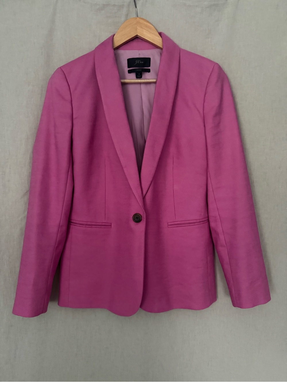 J. Crew Fuchsia Pink Shawl Collar Blazer Linen Blend